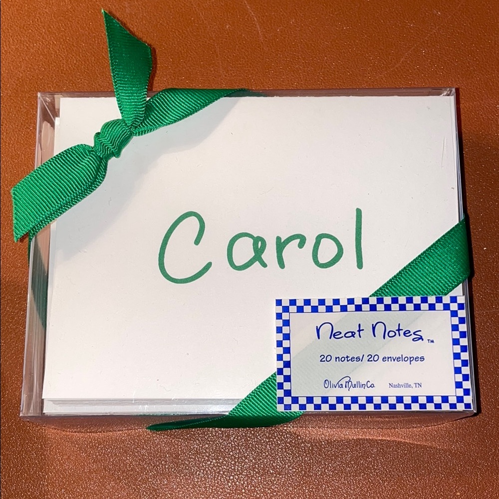 Personalized Carol Notecards with Green Ink